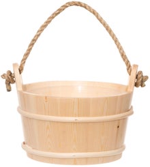 4Living Seau de sauna avec poign&eacute;e en corde, 4 L, &eacute;pic&eacute;a.