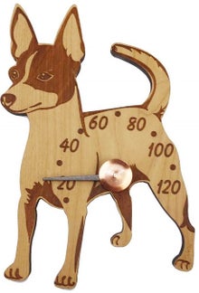 Thermom&egrave;tre de sauna en bois Veico, American Toy Fox Terrier.