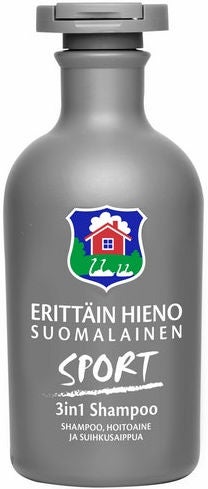 Eritt&auml;in Hieno Suomalainen Sport shampoo 3-en-1, flacon de 300 ml.