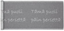 Jokipiin Pellava serviette pour banc de sauna claire 160 x 45 cm &laquo; T&auml;m&auml; puoli p&auml;in persett&auml; &raquo;, &laquo; Ce c&ocirc;t&eacute; vers les fesses &raquo; en finnois.