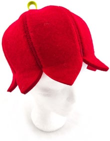 Bonnet de sauna rouge Fraise Alhon Huopatehdas.