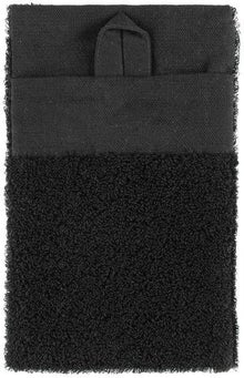 Gant de toilette Rento noir en lin &eacute;ponge.