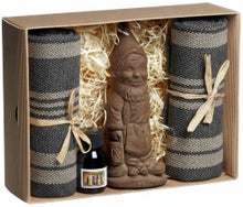 Coffret cadeau Gnome de sauna goudronn&eacute; & Serviettes pour banc de sauna, serviettes fonc&eacute;es