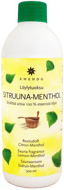 Parfum pour le sauna Emendo citron-menthol en flacon de 500 ml.
