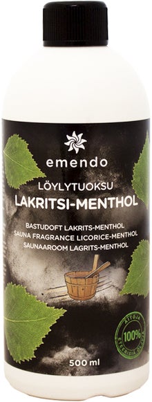 Emendo parfum pour le sauna R&eacute;glisse-Menthol dans une bouteille de 500 ml.