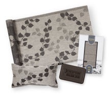 Jokipiin Pellava Vent coffret cadeau avec longue serviette pour banc de sauna, coussin et savon au goudron, dans une grande bo&icirc;te cadeau, lin / noir