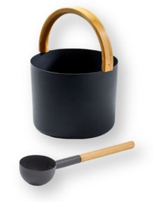 KOLO lot de seau de sauna mod&egrave;le 2 et louche, noir