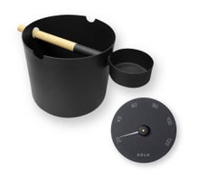 KOLO lot de seau, louche et thermom&egrave;tre de sauna, noir