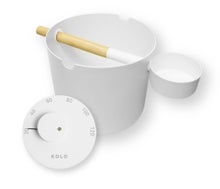 KOLO lot de seau, louche et thermom&egrave;tre de sauna 2, blanc