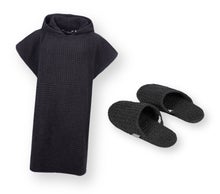Luhta Home Pellava chaussons et poncho, noir