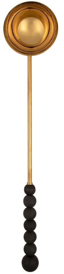 Louche de sauna Aarikka Nuppu dor&eacute;e avec manche noir.