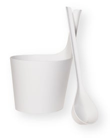 Rento Pisara lot de seau et louche de sauna, &eacute;corce de bouleau / blanc