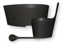Rento Pisara lot de bassine, seau et louche de sauna, tourbe / noir