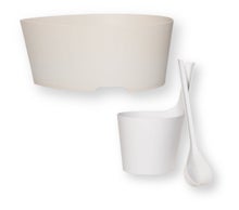 Rento Pisara lot de bassine, seau et louche de sauna, &eacute;corce de bouleau / blanc