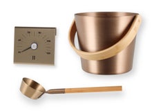 Rento lot de seau, louche et thermom&egrave;tre de sauna, aluminium / champagne