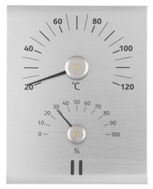 Thermo-hygrom&egrave;tre de sauna Rento en aluminium.