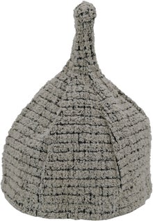 Bonnet de sauna Saunia gris-noir en lin &eacute;ponge.