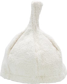 Bonnet de sauna Saunia blanc en lin &eacute;ponge.