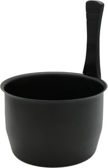 Seau de sauna Saunia noir mat avec poign&eacute;e en bois, 4,5 litres.