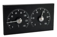 Thermom&egrave;tre et hygrom&egrave;tre de sauna Saunia noir.