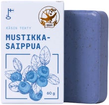 Savon solide Vaasan Saippua Myrtille 60 g et emballage.