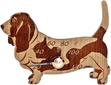 Thermom&egrave;tre de sauna en bois Veico, basset hound.