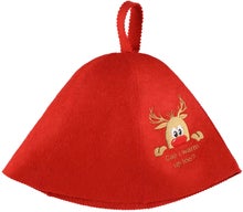Winteria bonnet de sauna rouge avec un motif de renne.