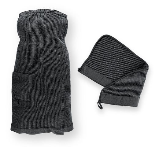 Rento Kenno lot de serviette par&eacute;o/sarong et serviette pour cheveux, noir