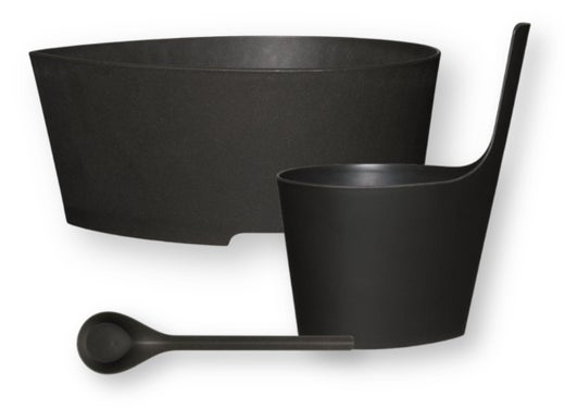 Rento Pisara lot de bassine, seau et louche de sauna, tourbe / noir