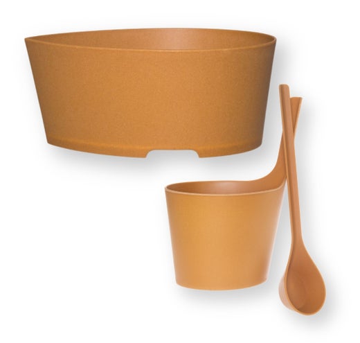 Rento Pisara lot de bassine, seau et louche de sauna, naturel