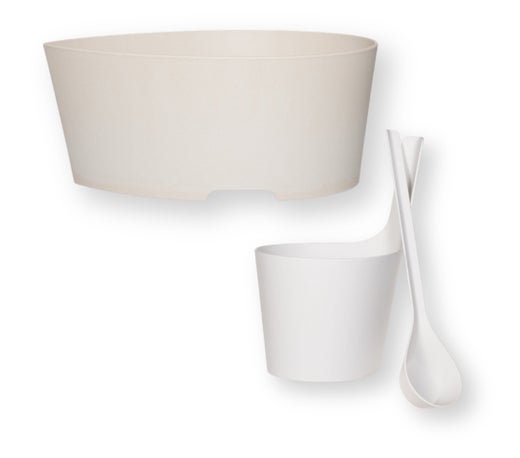 Rento Pisara lot de bassine, seau et louche de sauna, &eacute;corce de bouleau / blanc