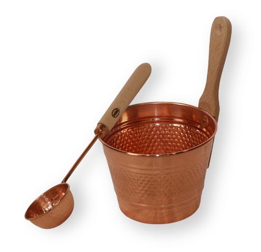 Lot de seau de sauna et louche en cuivre pour enfants